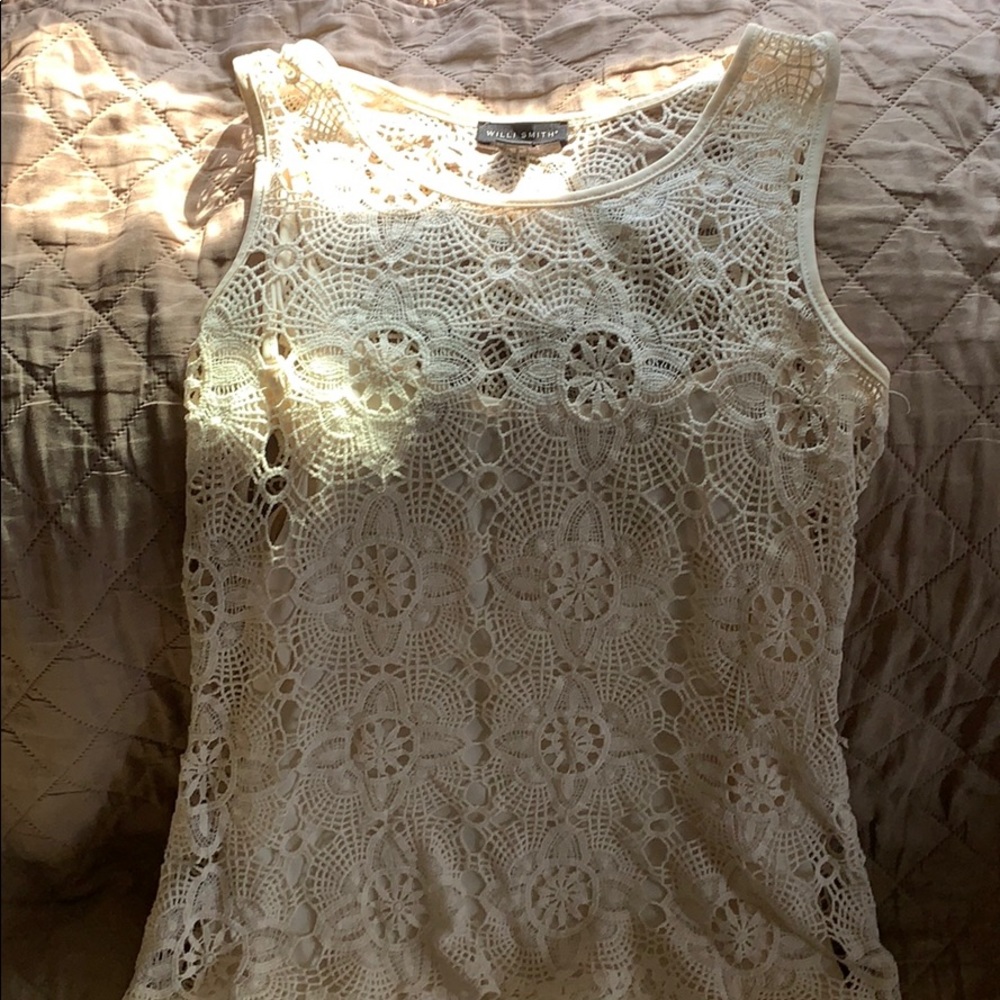 Ivory crochet tank